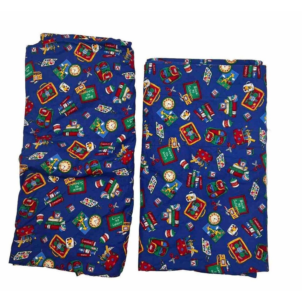 Cranston Back to School Cotton Fabric on blue background 2 Pieces 35 X 61 Each